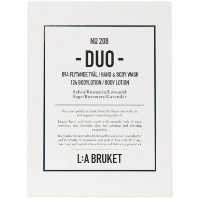 L:A Bruket 208 Duo-kit Flytande Tvål/Bodylotion Salvia/Rosmarin/Lavendel (190ml)
