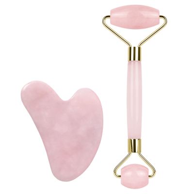 By Bangerhead Rose Quartz Gua sha and Roller set