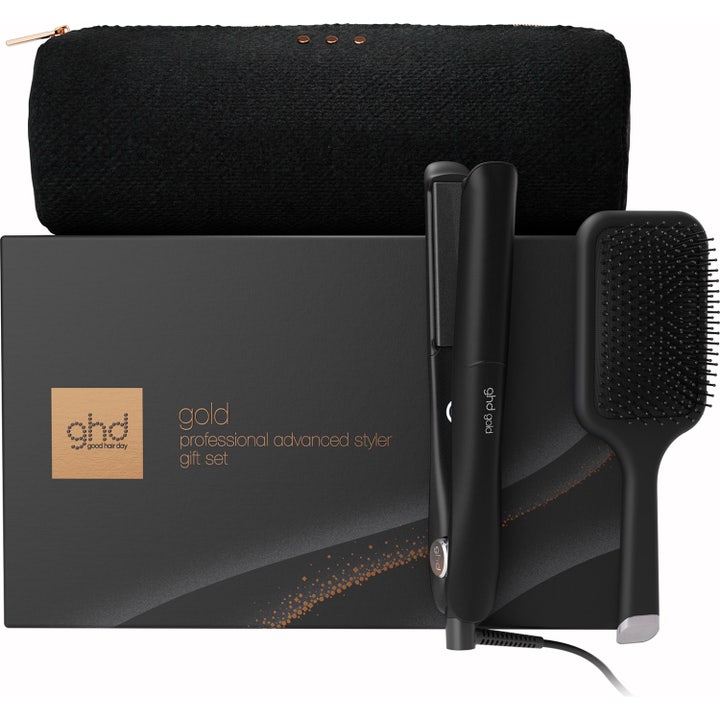 Gold Hair Straightener - Festive Gift Set in Black