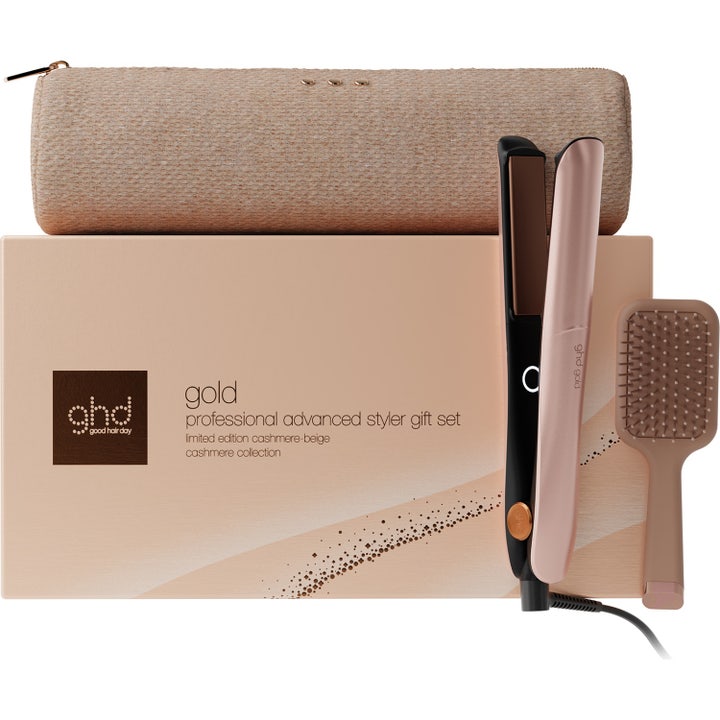 Gold Hair Straightener - Festive Gift Set in Cashmere Beige
